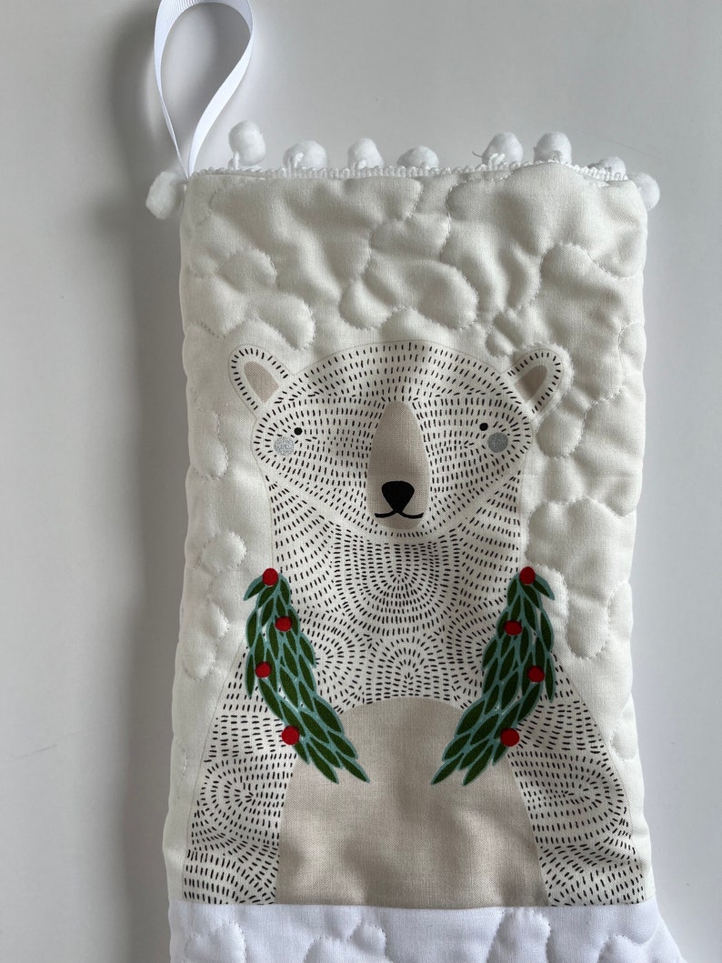 Quilted Christmas Stocking, Personalized Stocking, Santa, Polar Bear, Snowman, Deer image 2