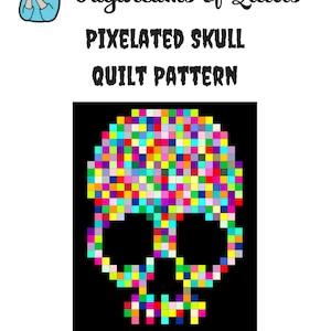 Pixel Skull Quilt Pattern, Charm Square Quilt, Scrap Buster Quilt Pattern, Modern Quilt Pattern image 1