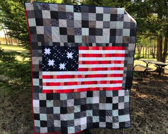 American Flag Patchwork Throw Quilt Pattern, Independence Day Quilt Pattern