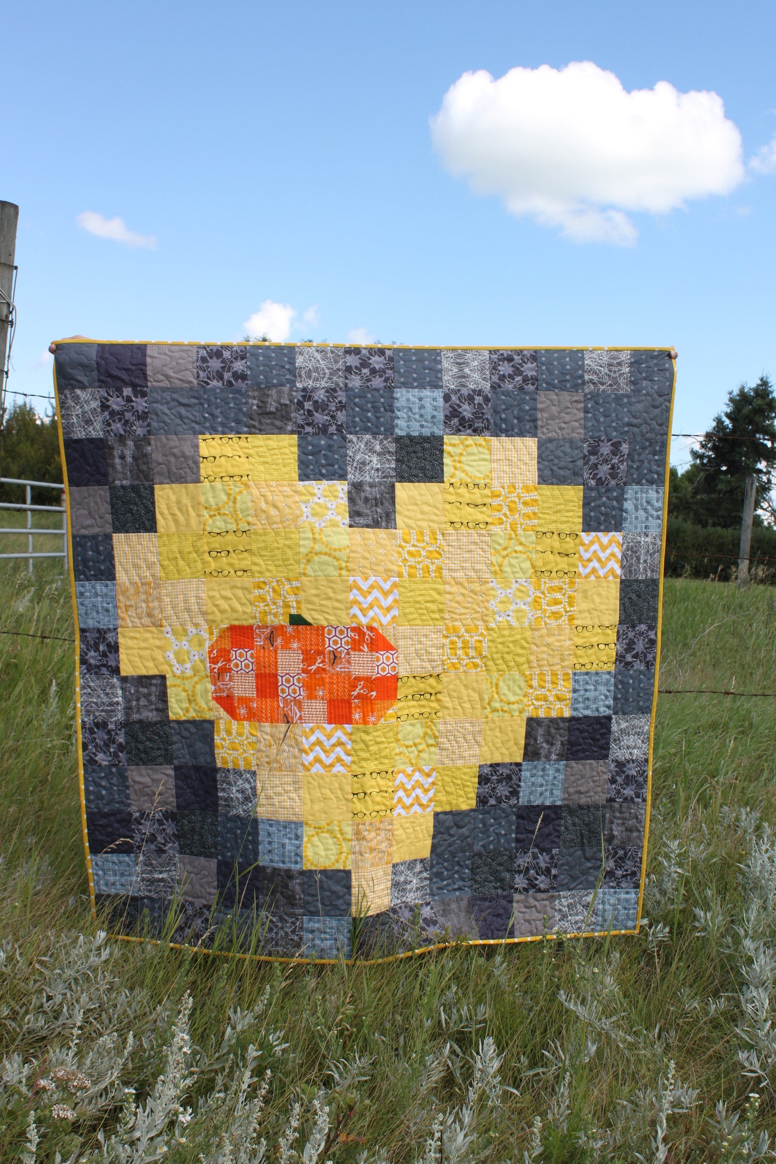 Fall Quilt Pattern Easy Autumn Quilt Pixel Pumpkin in a | Etsy