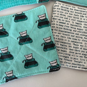 Typewriter Themed Sweary Coffee Drink Coasters set of Four quilted image 5