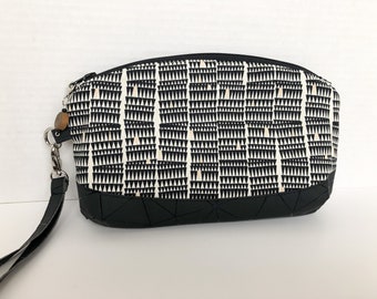 Black Wristlet Bag with matte black Geometric Fractured Vinyl