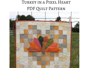 Turkey Quilt Pattern, Thanksgiving Quilt Pattern, Fall Mini Quilt, Thanksgiving wall hanging, Thanksgiving table centerpiece, Turkey Quilt
