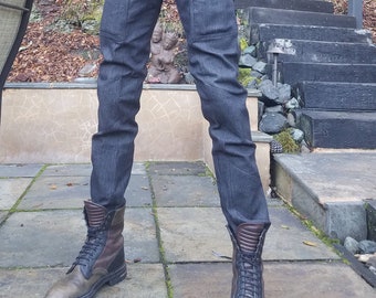 Jaded London Black Coated Stacked Straight Leg Jeans - Etsy