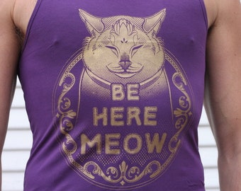 ONLY A FEW LEFT! Purple Be Here Meow super soft Men's tank top