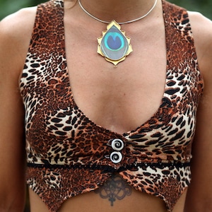 Leopard Lotus Vest Festival Performance Dance Yoga Crop Top