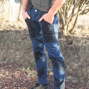 MEDIUM ~ Mens Sleek Blue & Black Stretch Denim Skinny Jeans