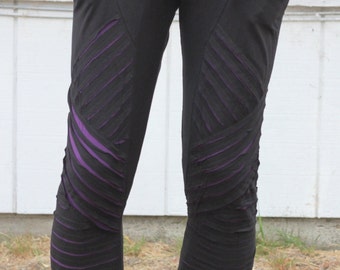 Pantaloni da ballo yoga da salotto in bambù viola e neri unisex/uomo