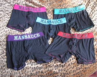 Bamboo Men&#39;s underwear: MANSAUCE ManTease- Sexy boxer briefs with a sense of humor
