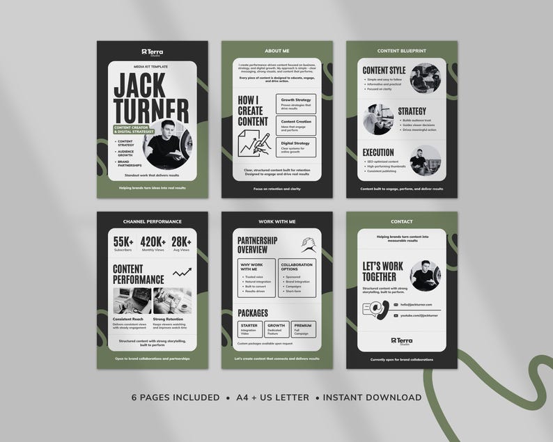 Content Creator Media Kit Template Canva | Influencer Brand Pitch Kit ...