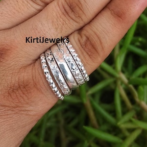 Set Of 5 Rings, Stackable Ring, 925 Sterling Silver Jewellery Handmade Jewelry, Women Ring, Statement Ring Western Indian Gift, Stylish Ring