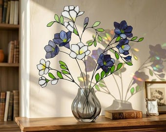 Ramo de fresias de vidrieras / Atrapasueños floral hecho a mano / Regalo del Día de la Madre para mamá / Decoración para el hogar Forever Flower