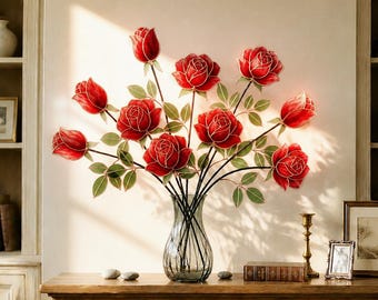 Rosas de vitral eternas personalizadas, regalo único para el Día de la Madre, ramo de flores de vidrio artesanal, atrapasoles de rosa eterna, regalo de cumpleaños