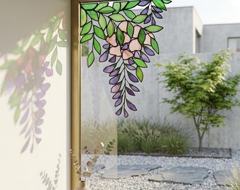 Esquina de vidriera de glicinias / Regalo del Día de la Madre para mamá / Atrapasueños florales para decoración del hogar / Regalo de flores moradas para ella
