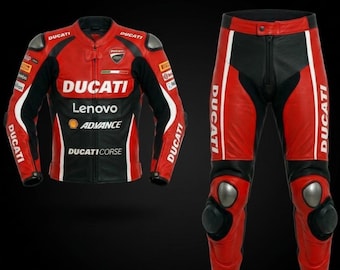 Ducati Racing Läderställ Röd Svart MotoGP Motorcykeljacka & Byxor Skyddsutrustning för Biker Ducati Corse Racing Outfit Läderställ