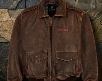 Avirex Leather Jackets Aviator Bomber Jackets Brown Leather Jackets Aviator Flight Jackets Avirex Military Style Coat Aviator Jackets