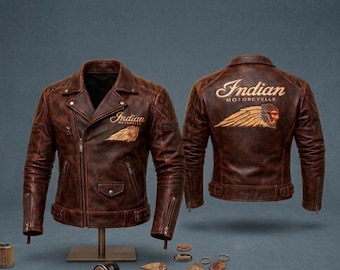 Braune Indianerjacken Herren Indian Bikerjacken Braune Rennjacken Indianerjacken für Herren