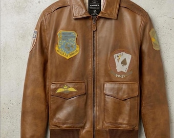 Avirex Leather Jackets Avirex Bomber Jackets Brwon Leather Jackets Leather Aviator Jackets Military Aviator Style Coat Aviator Jackets