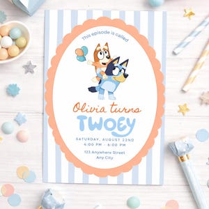 Bluey Birthday Invitation Template | Twoey 2nd Birthday Party Invite (Digital Download)