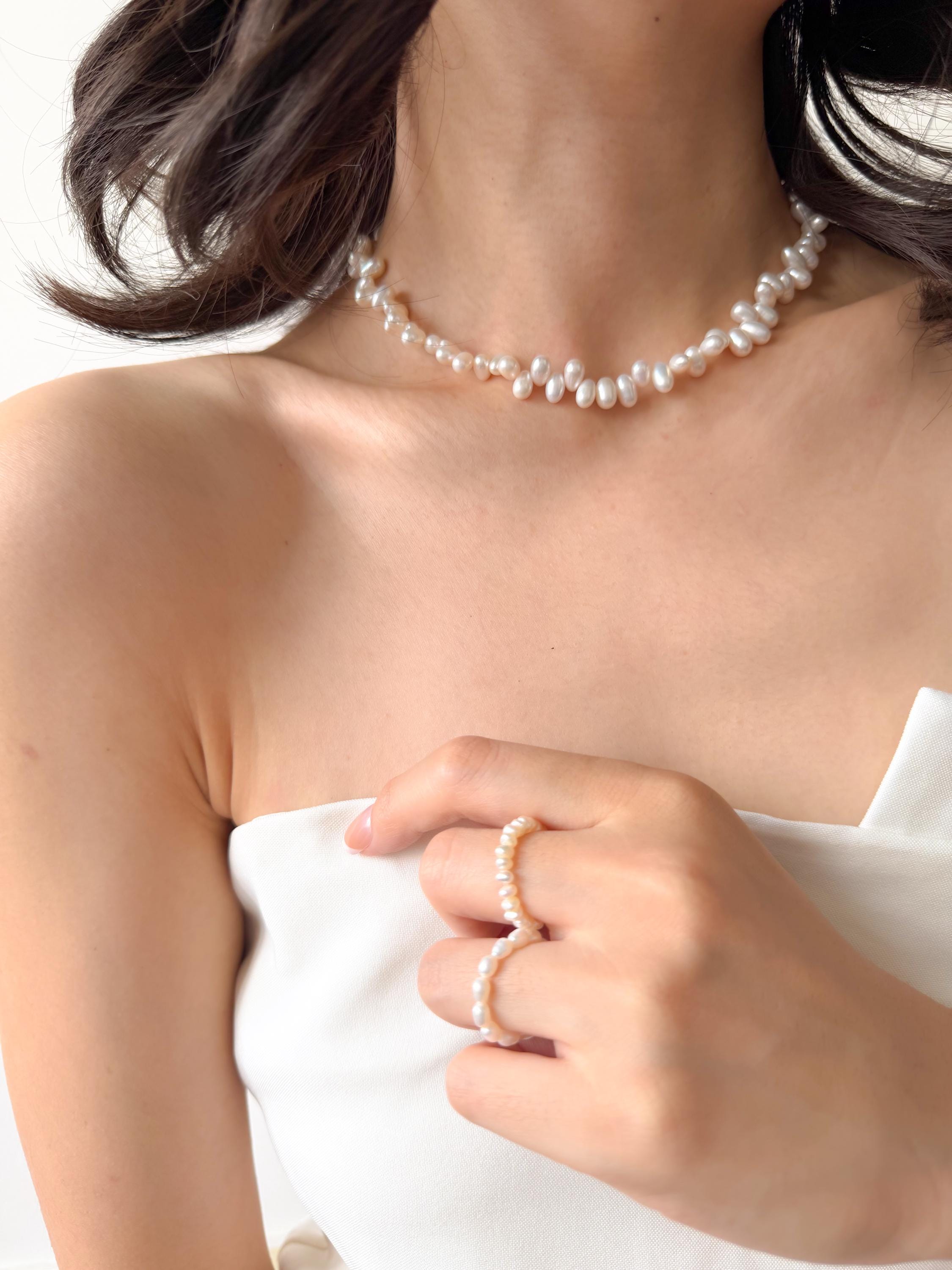 Freshwater Baroque Pearl Necklace: Organic Strand, Natural White Pearls, Adjustable Length