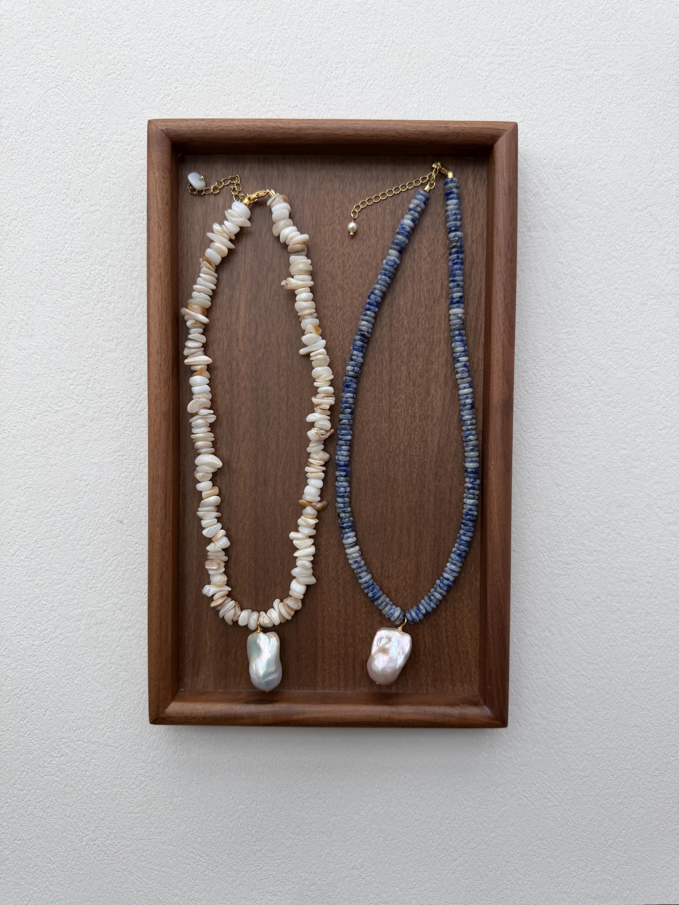 Ocean Inspired Blue Agate Necklace Baroque Pearl Quartz Summer Beach Elegant