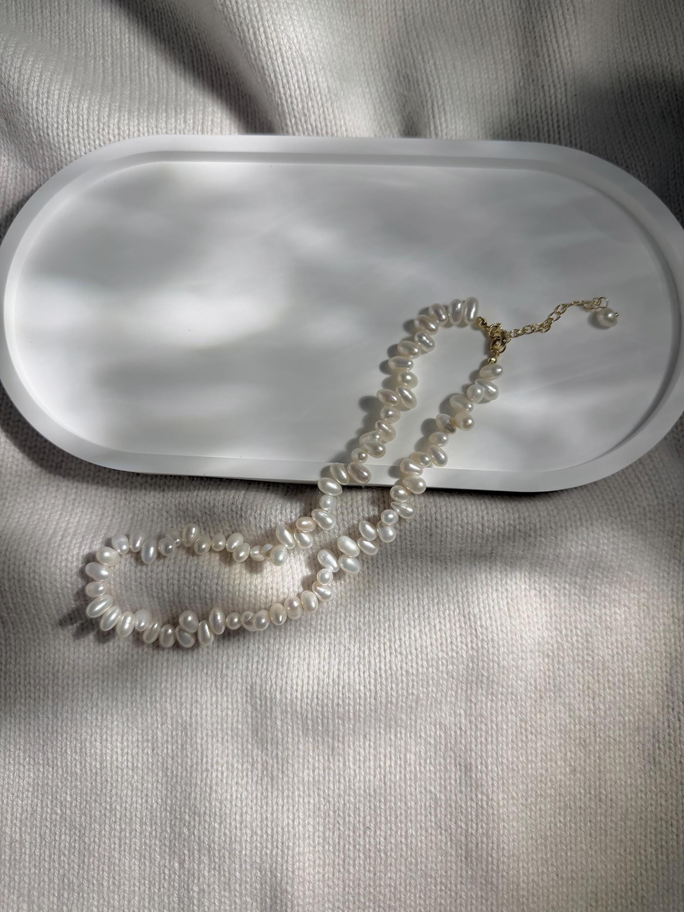 Freshwater Baroque Pearl Necklace: Organic Strand, Natural White Pearls, Adjustable Length