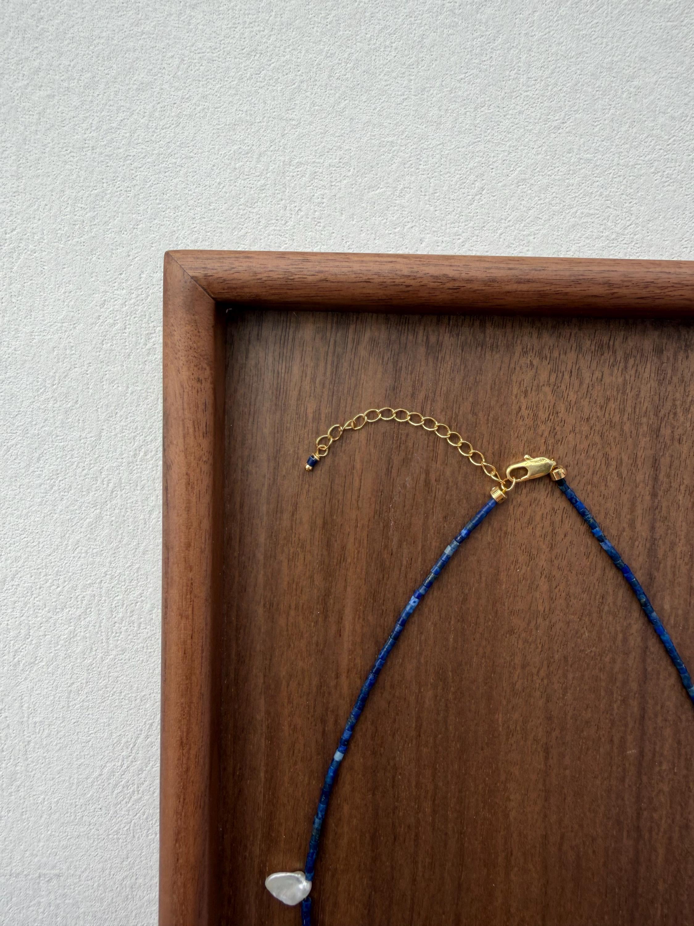 Lapis Lazuli Baroque Pearl Necklace French Vintage Elegant