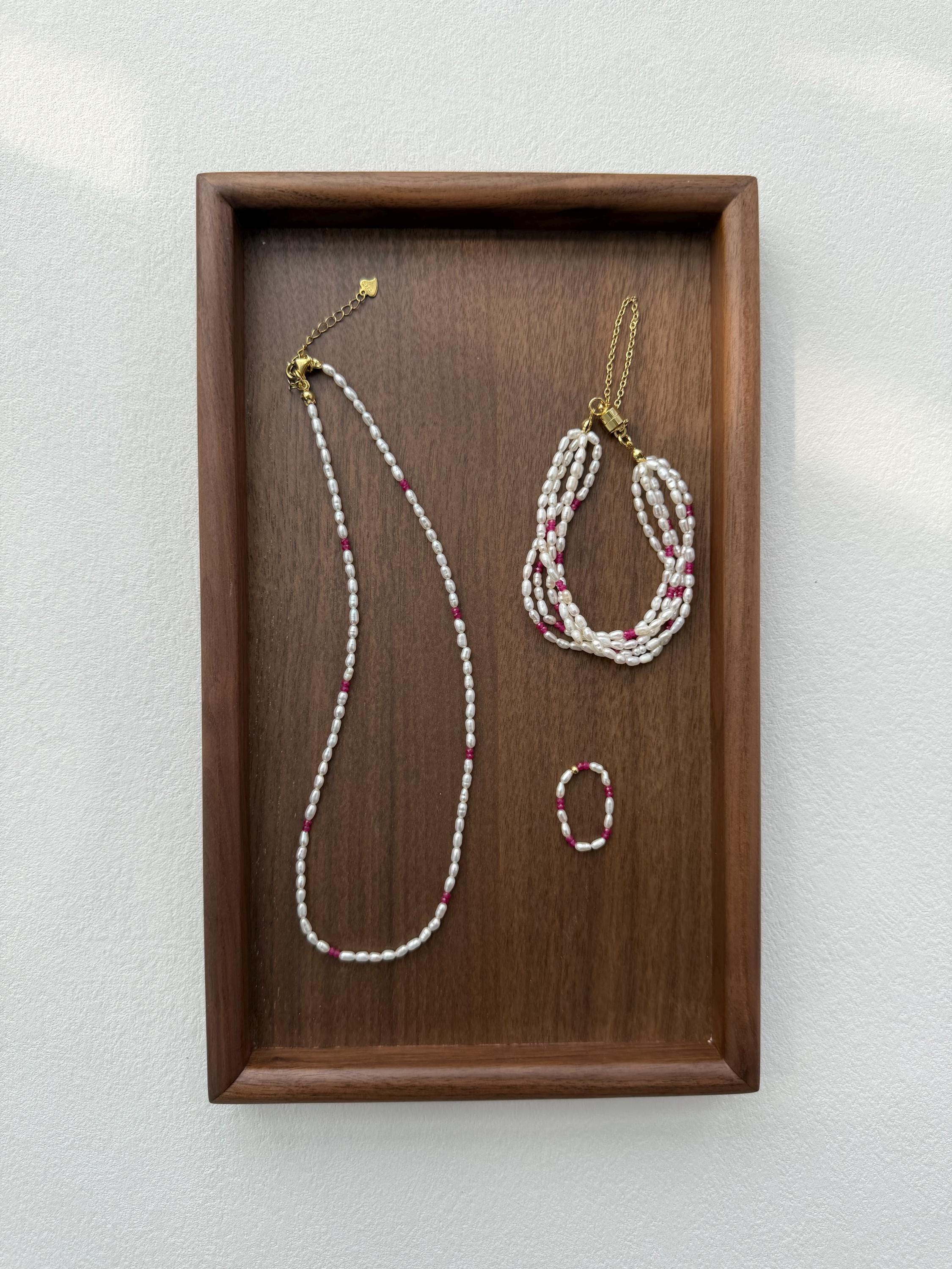 Layered Freshwater Pearl Bracelet with Pink Accents, Delicate Feminine Jewelry