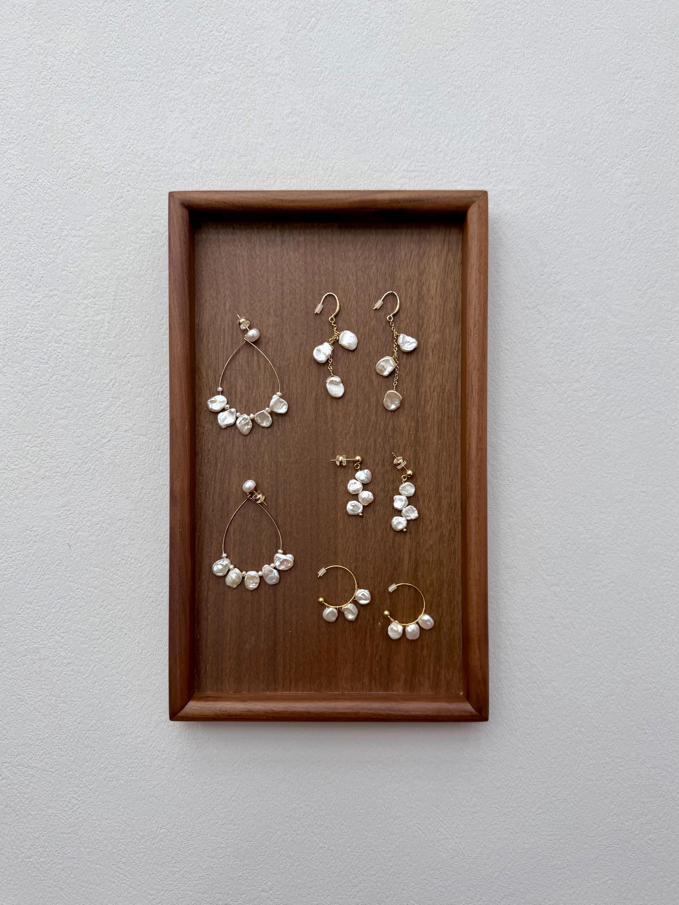 Petal Pearl Hoop Earrings Keshi Pearl Hoops French Minimalist
