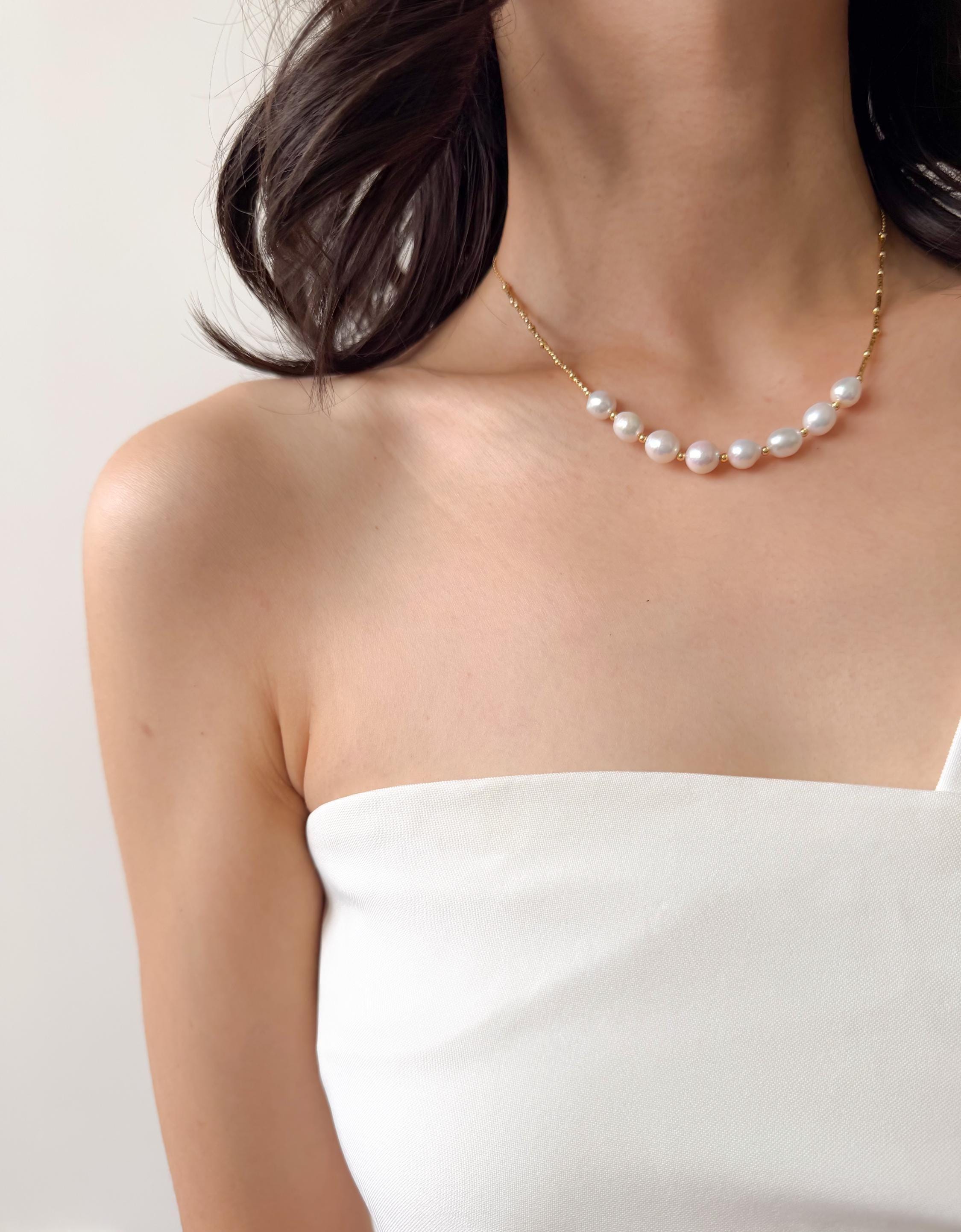 18k Gold Plated Freshwater Pearl Necklace – Minimalist