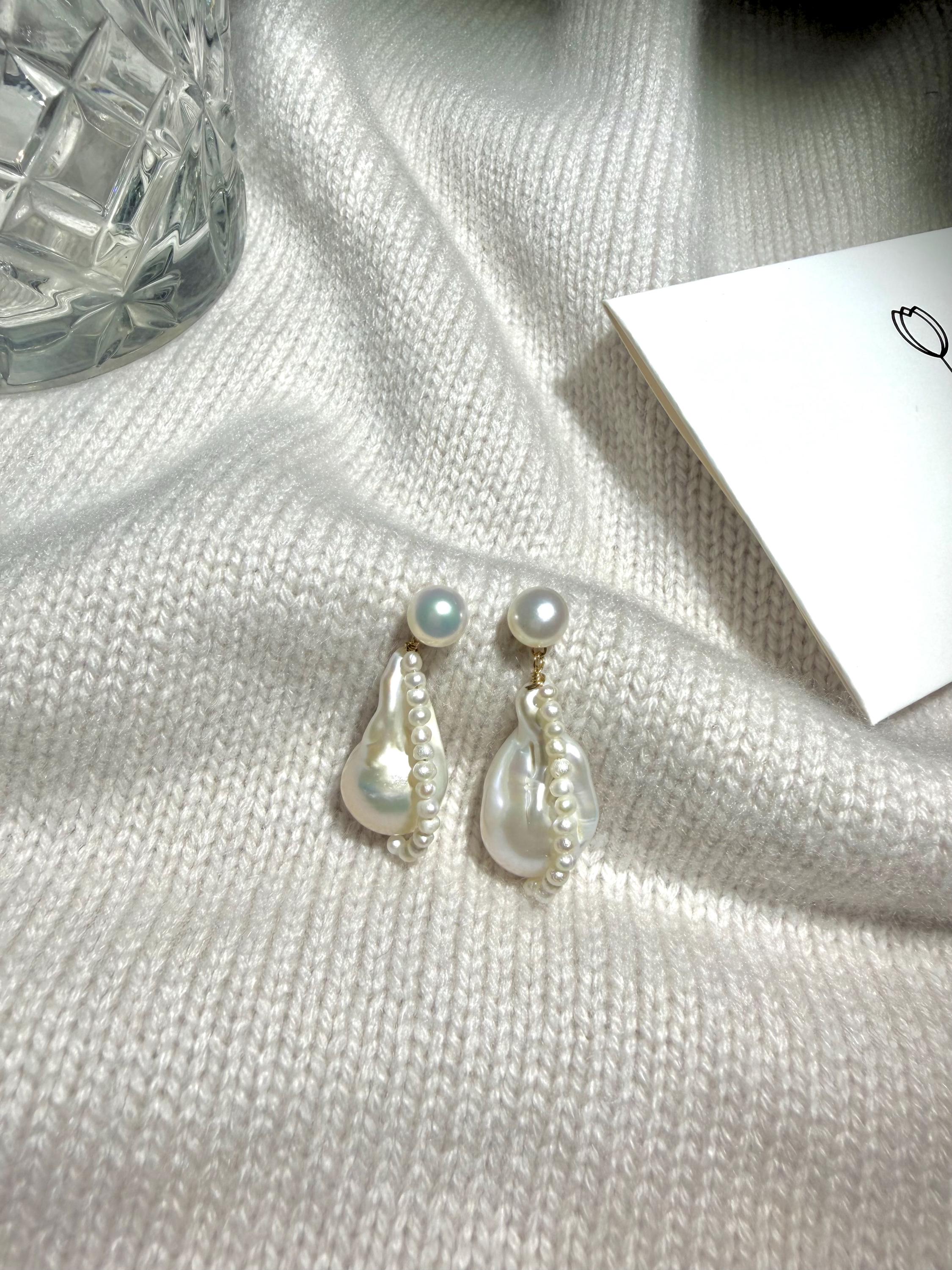 Baroque Pearl Drop Earrings: Sculptural Statement