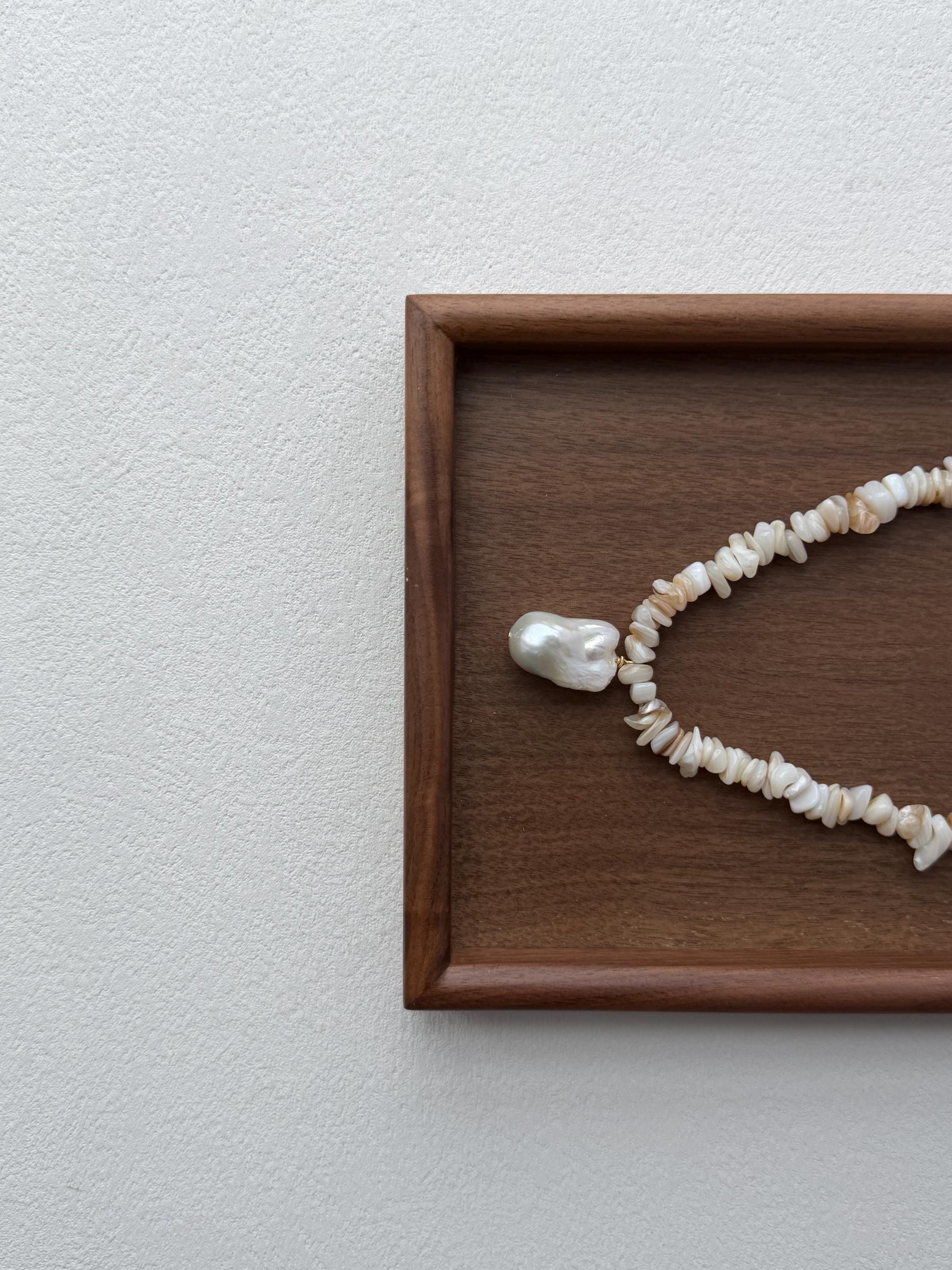 Coastal Baroque Pearl Necklace, Natural Shell Beads, Summer Pendant Jewelry