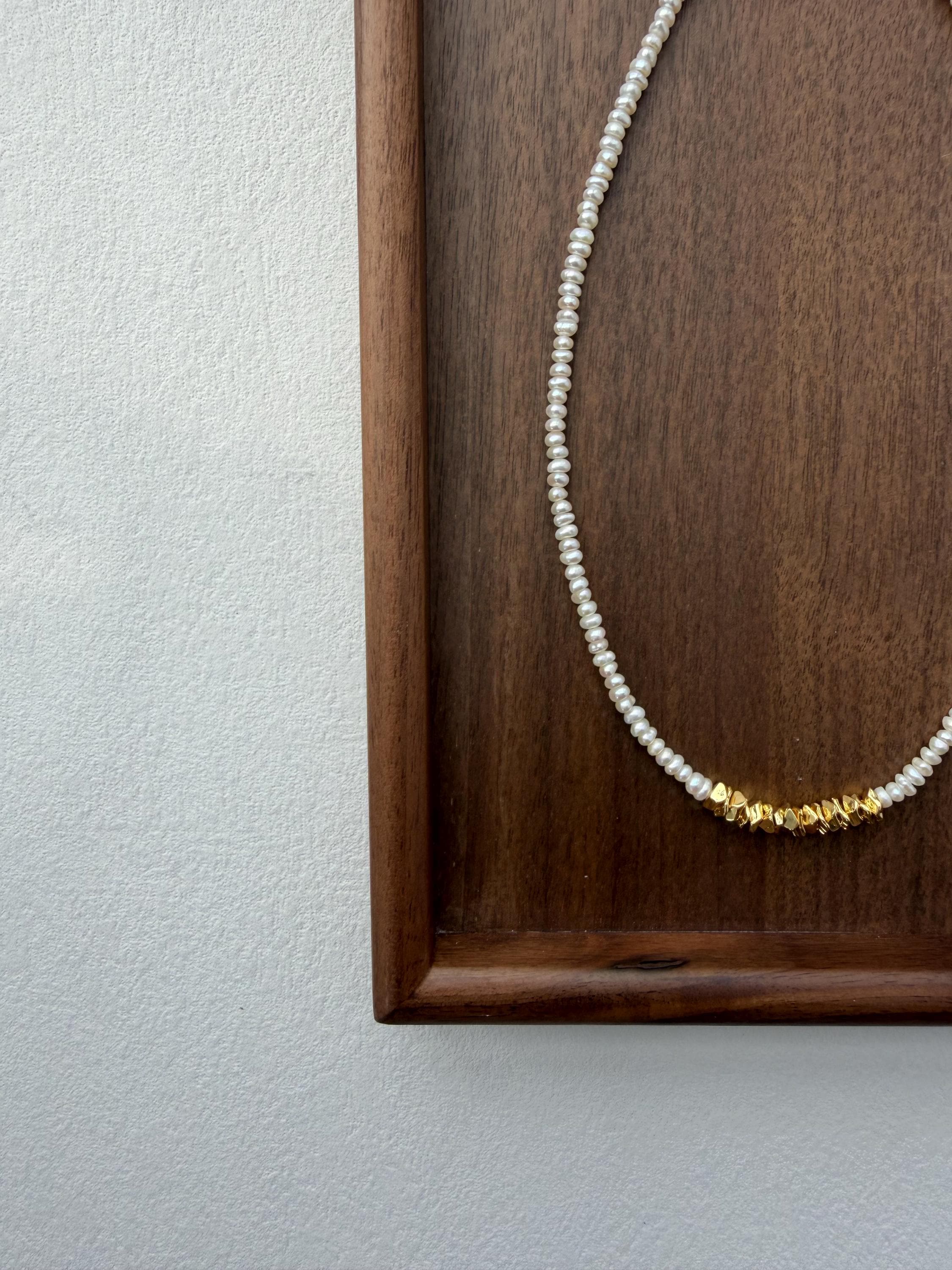 Baroque Freshwater Pearl Necklace, Gold-Toned Centerpiece, Elegant Minimalist Chain Jewelry