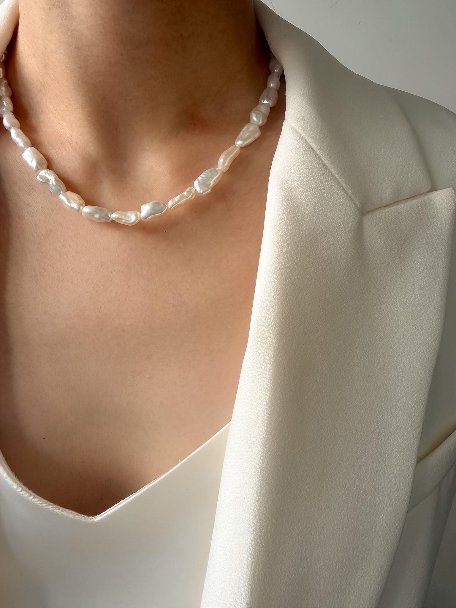 Baroque Freshwater Pearl Choker Necklace – Minimalist Layering Jewelry