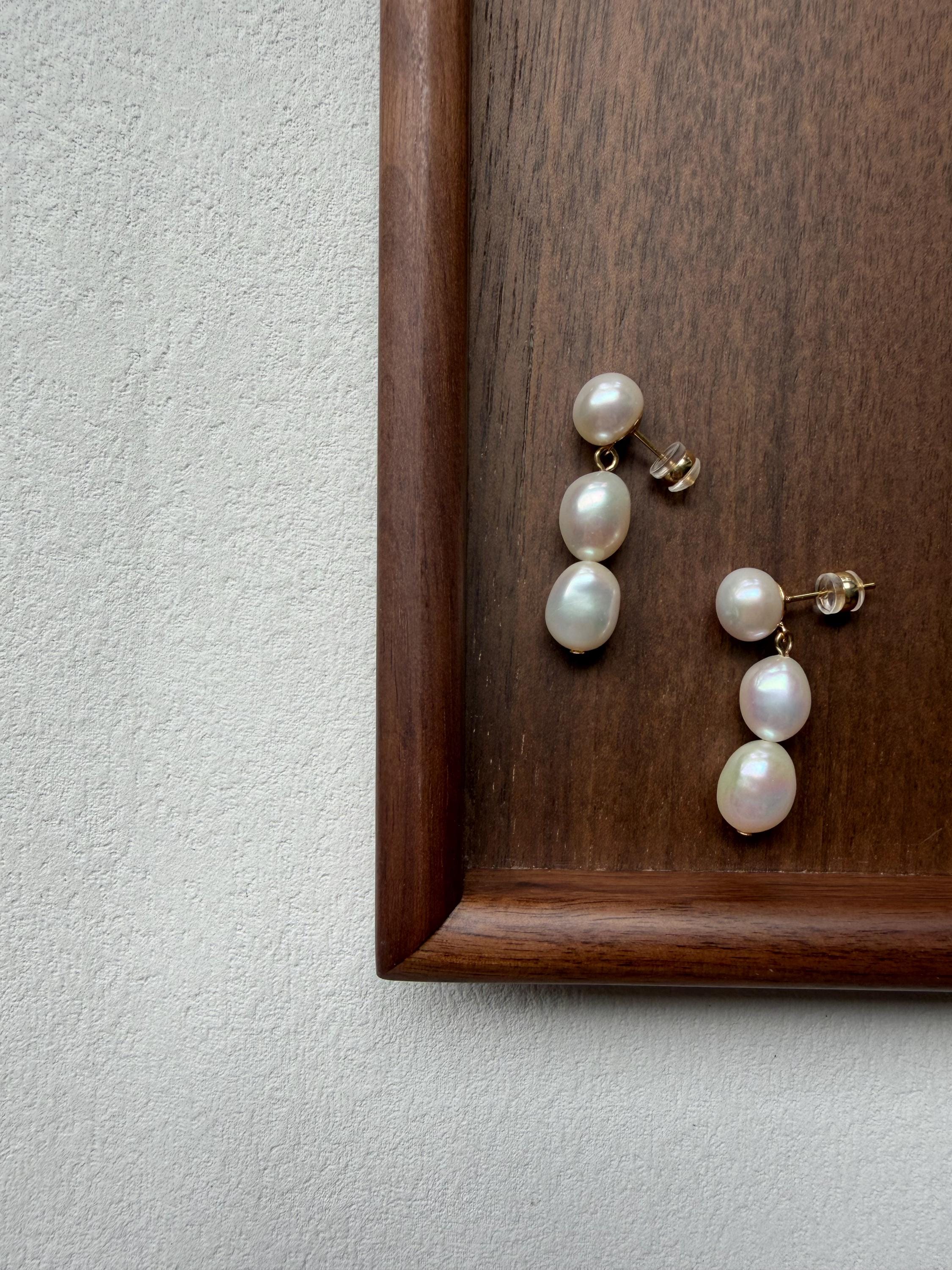 Triple Freshwater Pearl Drop Earrings – Quiet Luxury