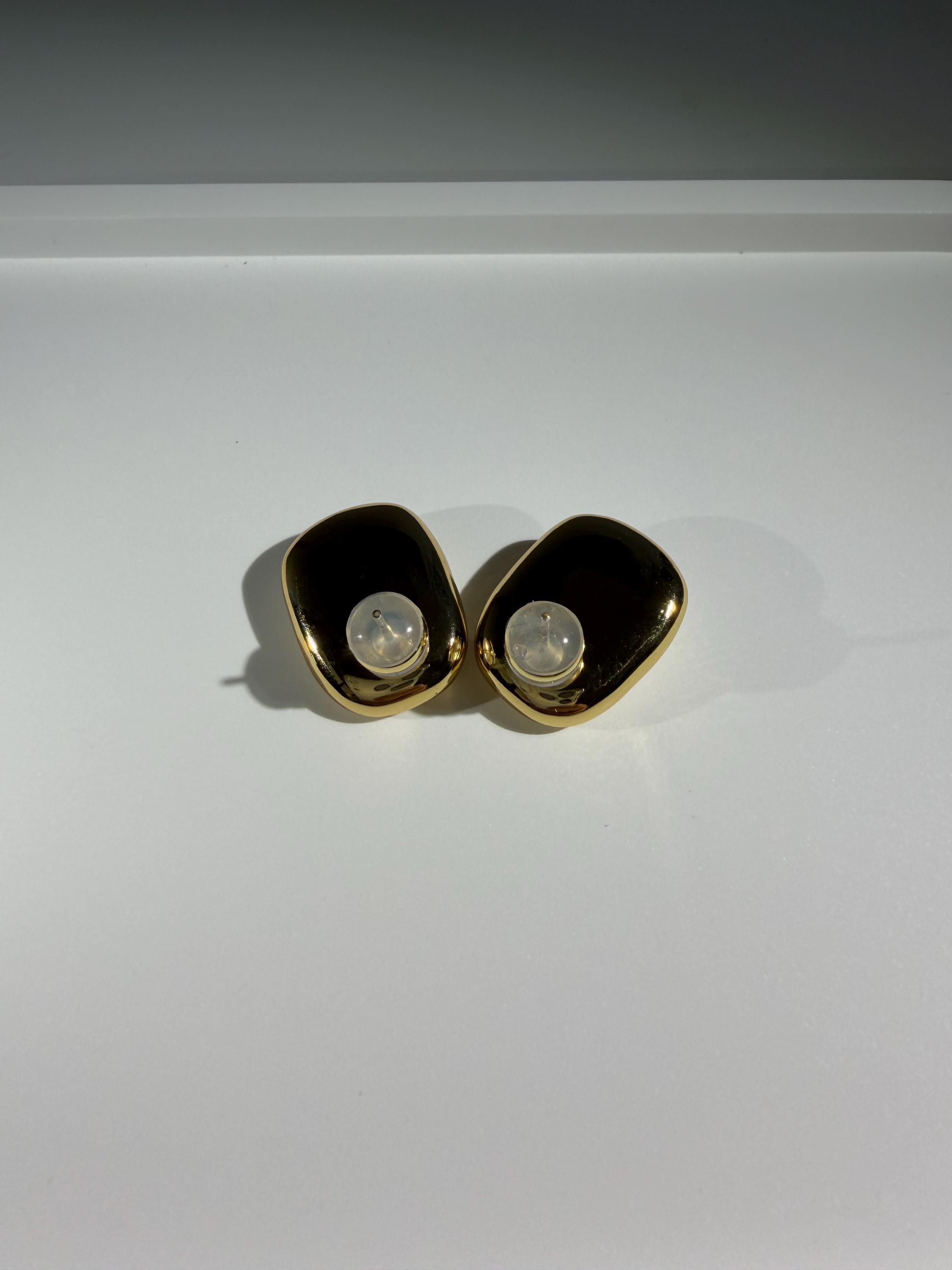 18k Gold Plated Keshi Pearl Stud Earrings: Modern Statement, Rectangular Freshwater Pearls
