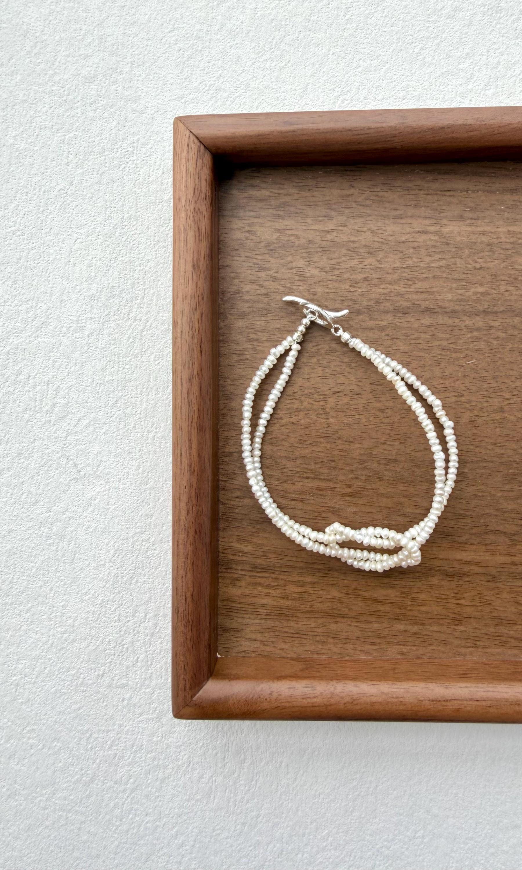 Delicate Freshwater Pearl Bracelet, Infinity Knot Beaded Jewelry, Elegant