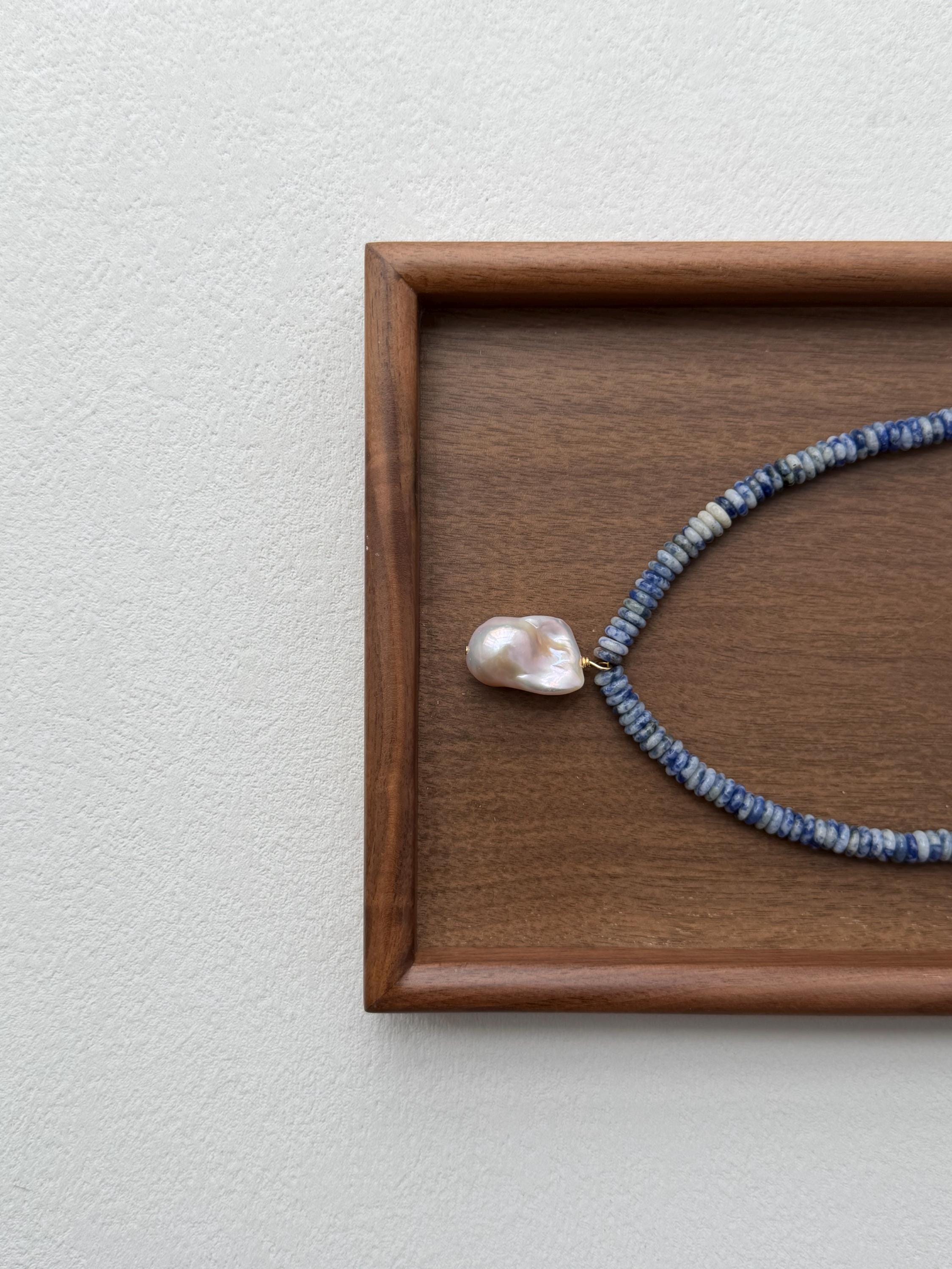 Ocean Inspired Blue Agate Necklace Baroque Pearl Quartz Summer Beach Elegant