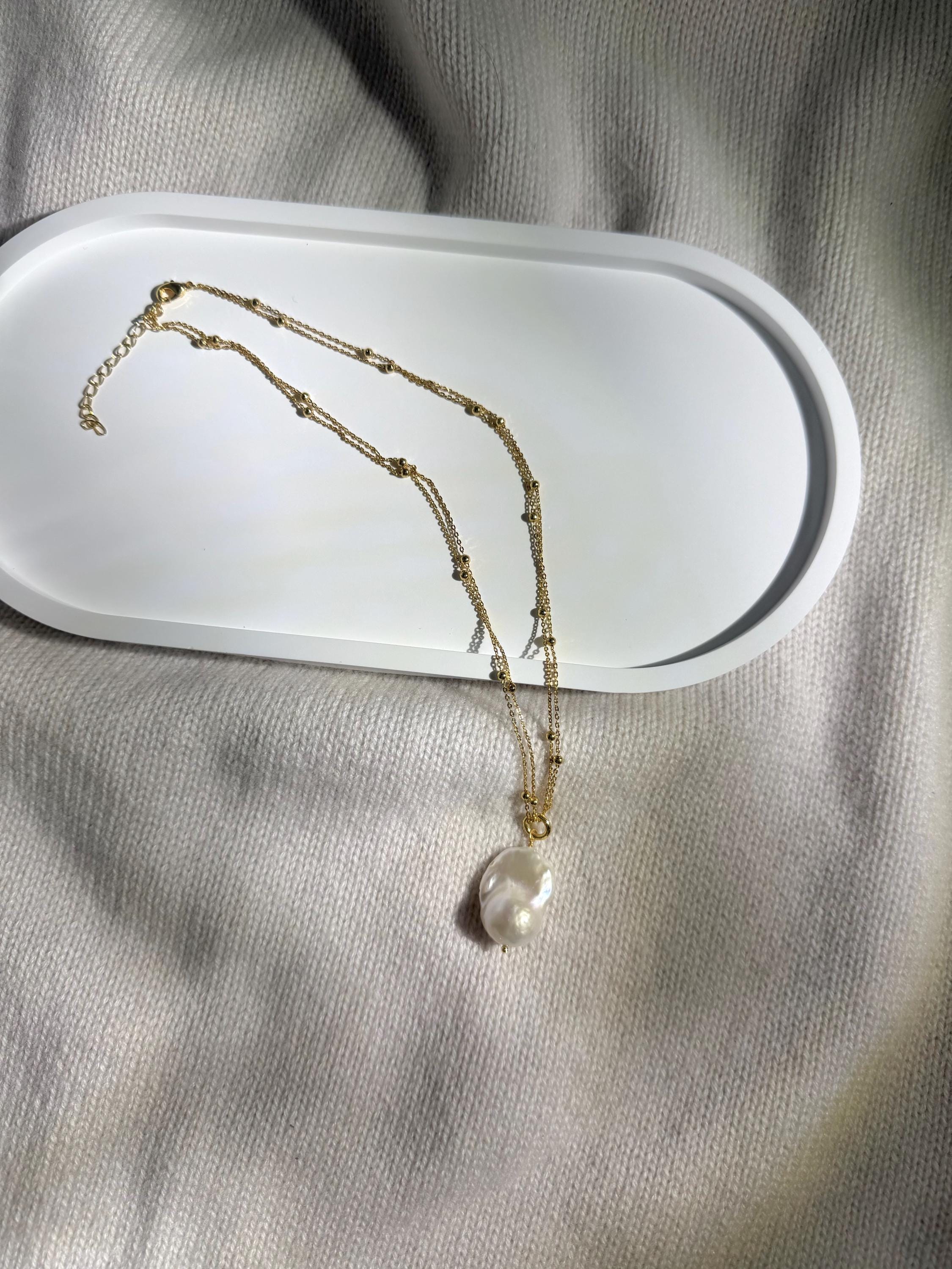 Baroque Pearl Necklace 18K Gold Plated Pendant – Natural, Modern Elegant Gift