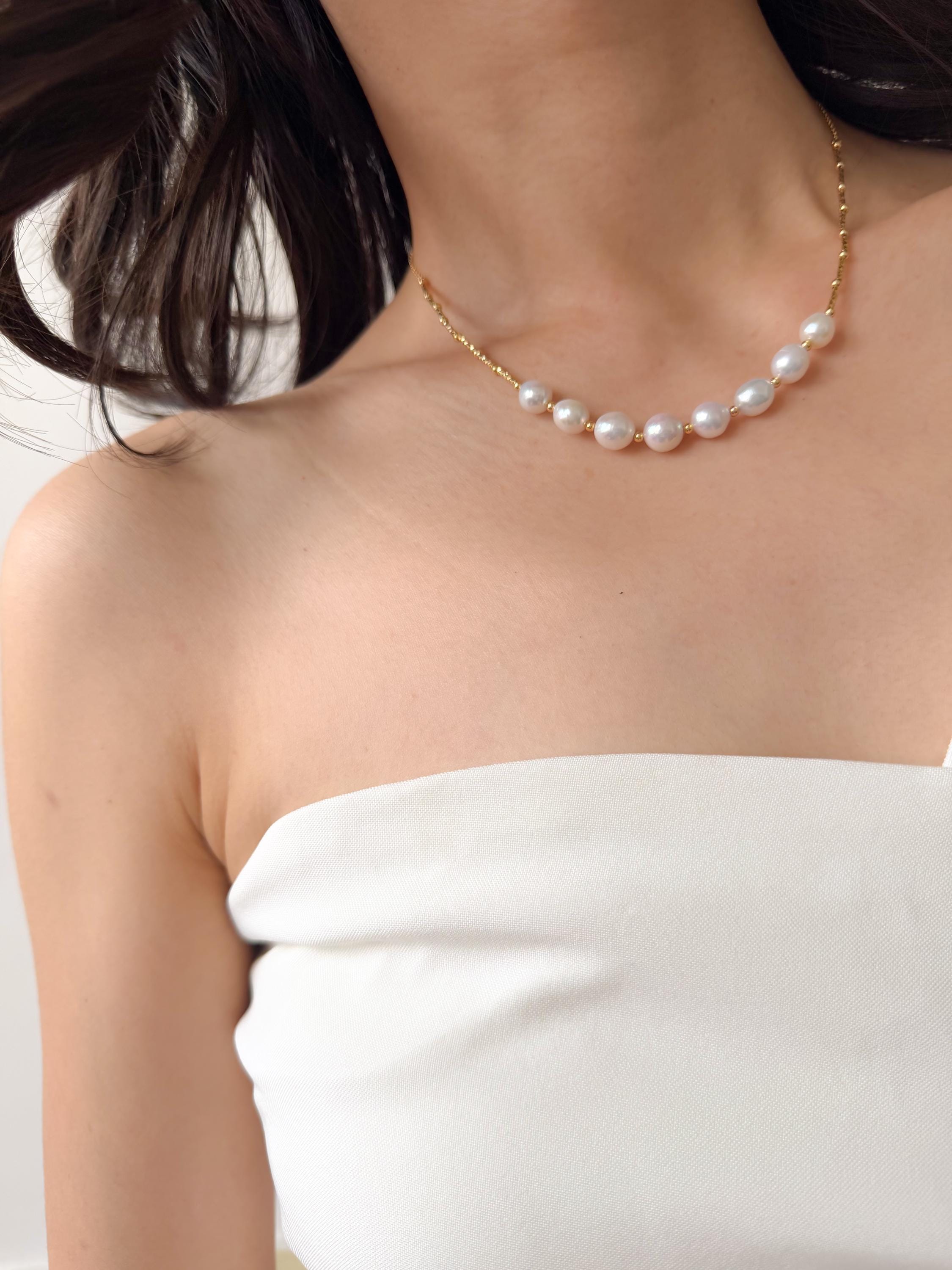 18k Gold Plated Freshwater Pearl Necklace – Minimalist