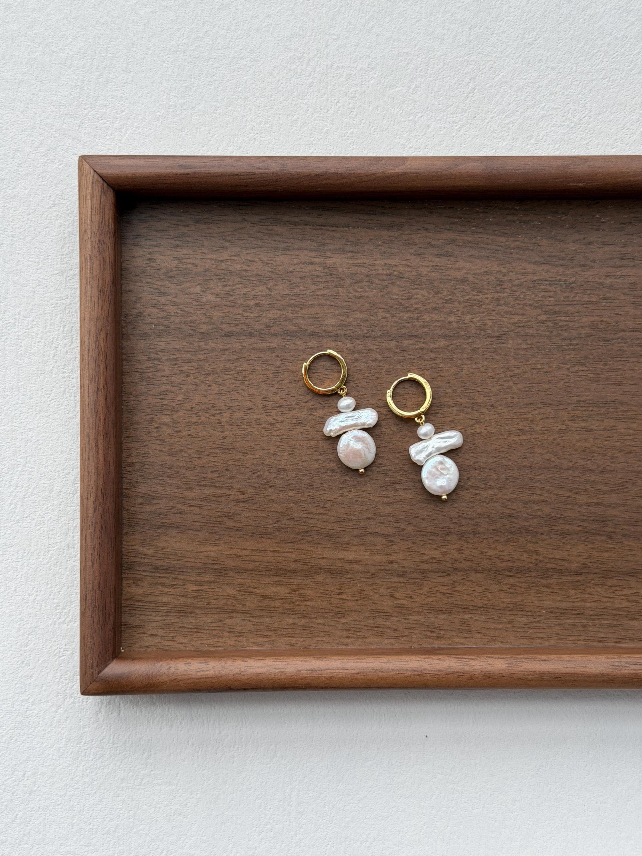 Baroque Freshwater Pearl Drop Earrings, 18K Gold Plated, Modern Pearl Jewelry