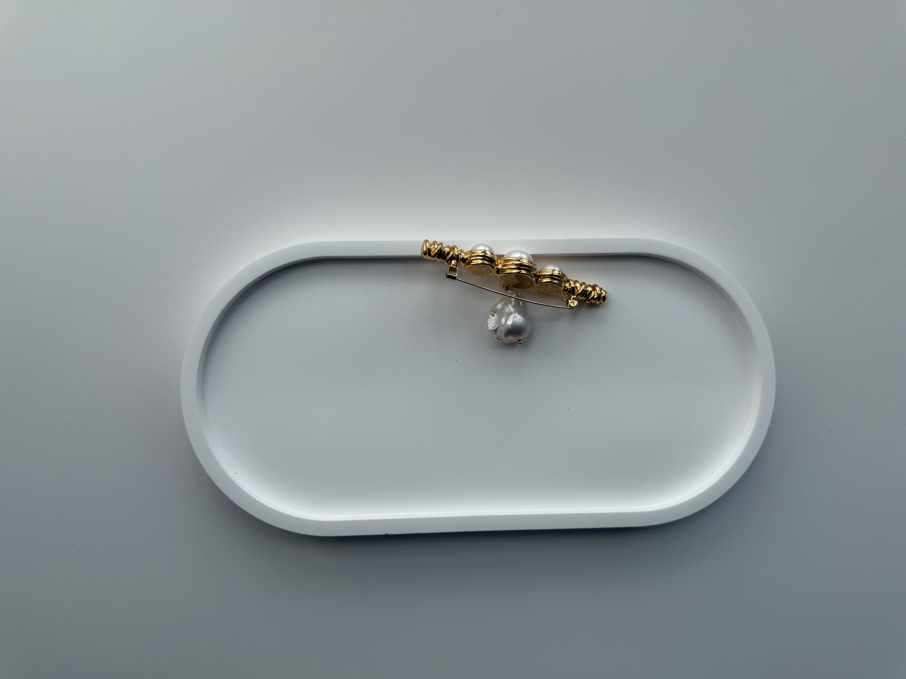 Baroque Pearl Brooch: 18K Gold Plated Lapel Pin, Statement Accent
