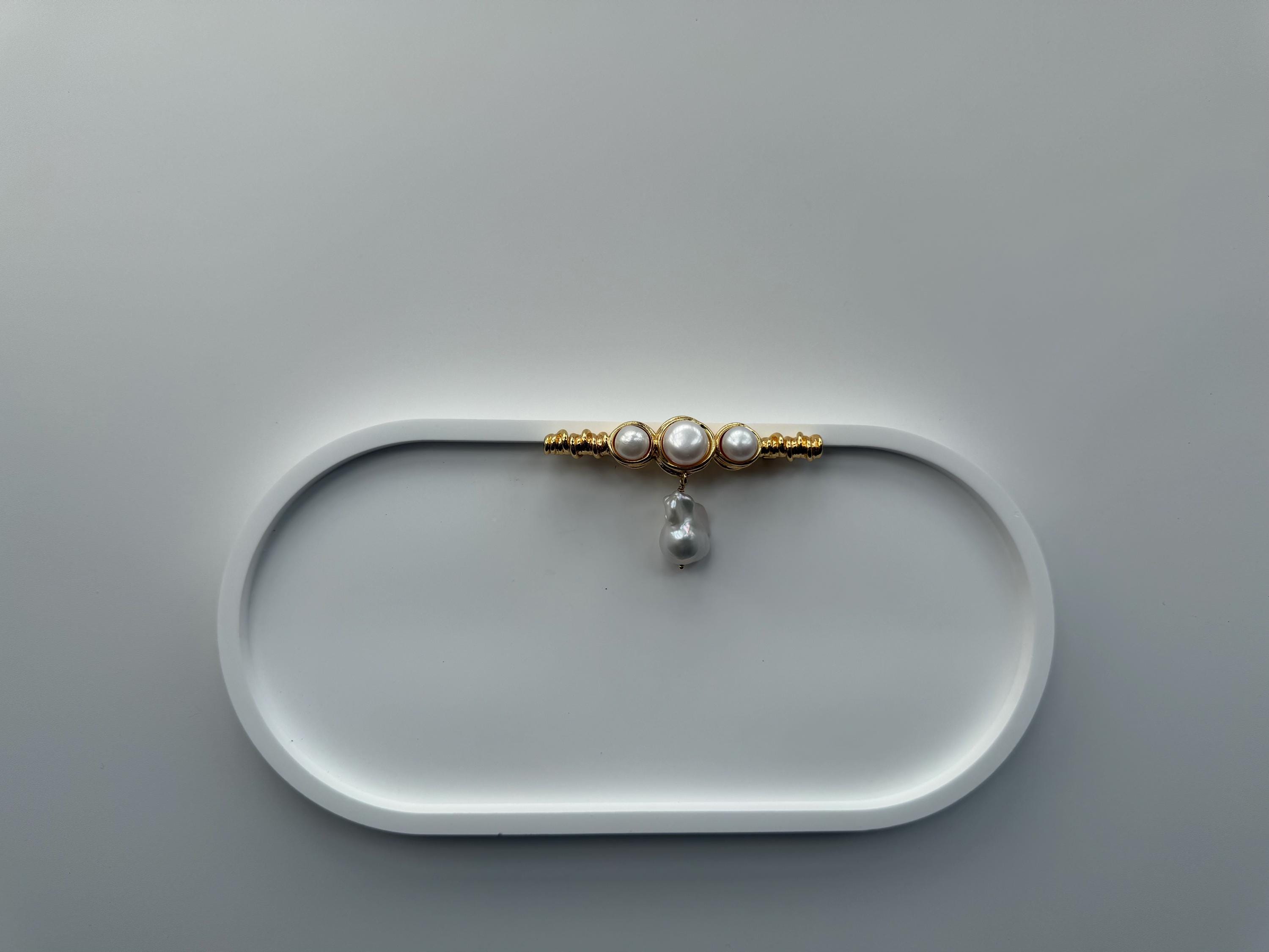 Baroque Pearl Brooch: 18K Gold Plated Lapel Pin, Statement Accent