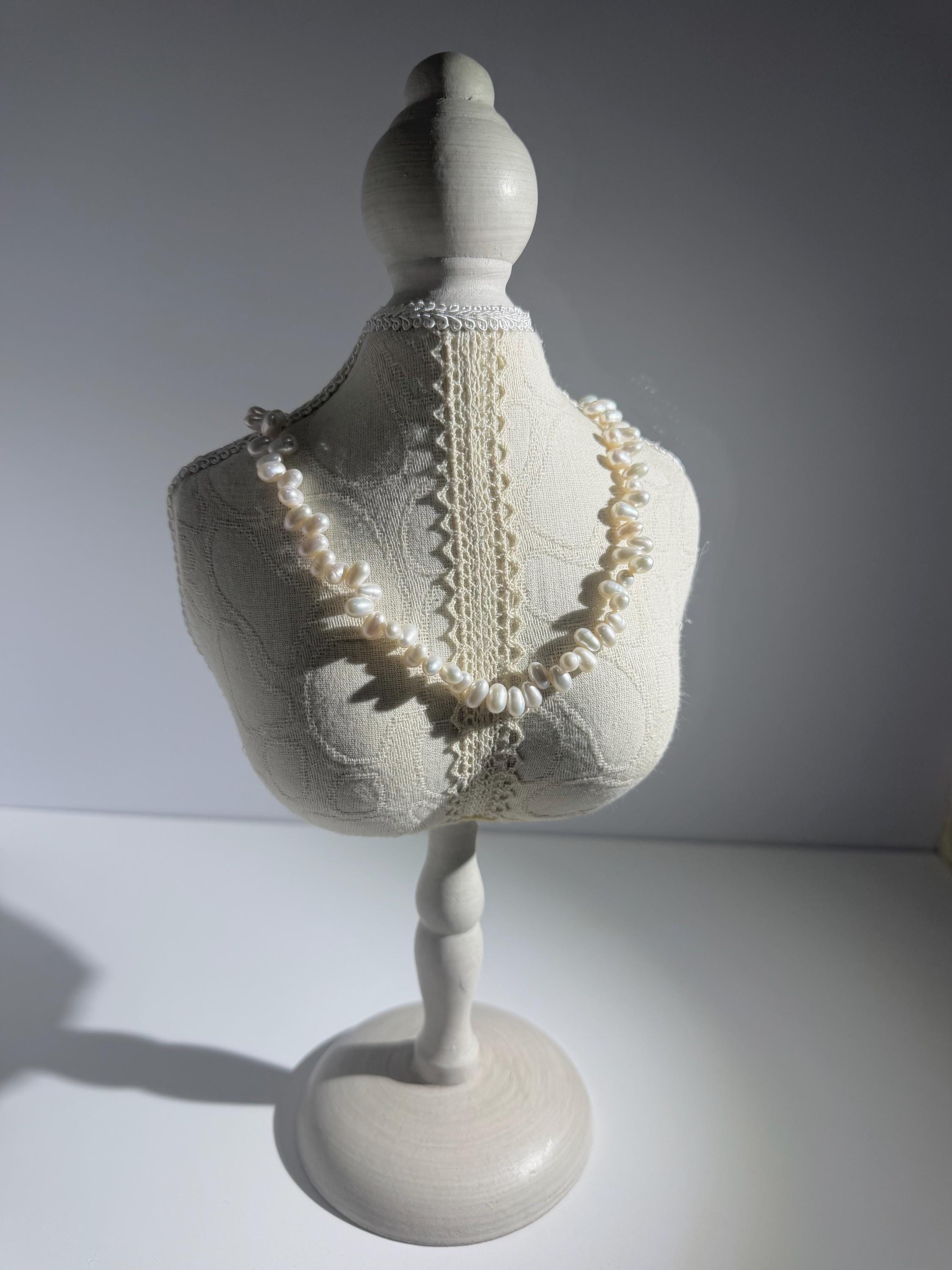 Freshwater Baroque Pearl Necklace: Organic Strand, Natural White Pearls, Adjustable Length