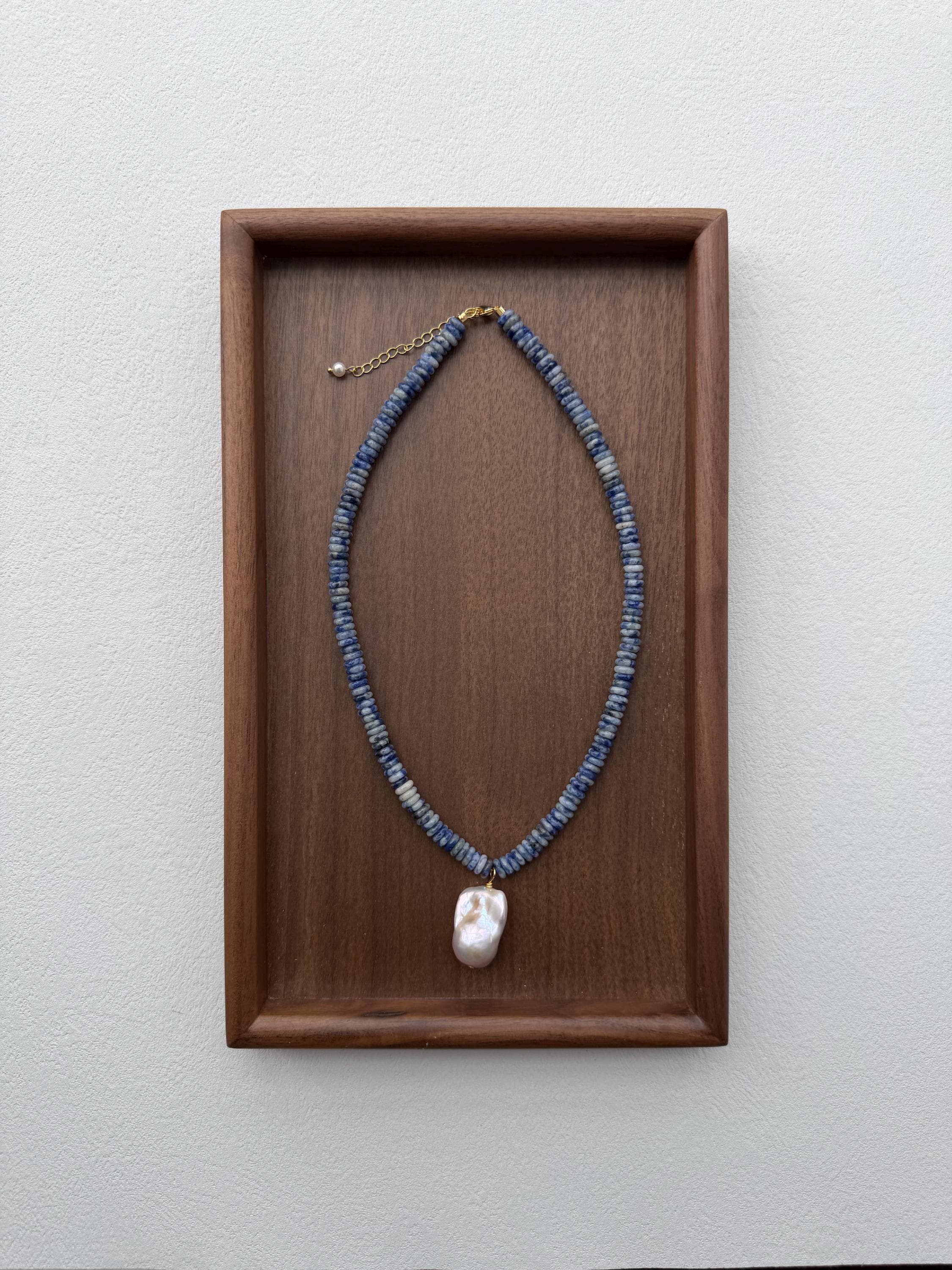 Ocean Inspired Blue Agate Necklace Baroque Pearl Quartz Summer Beach Elegant
