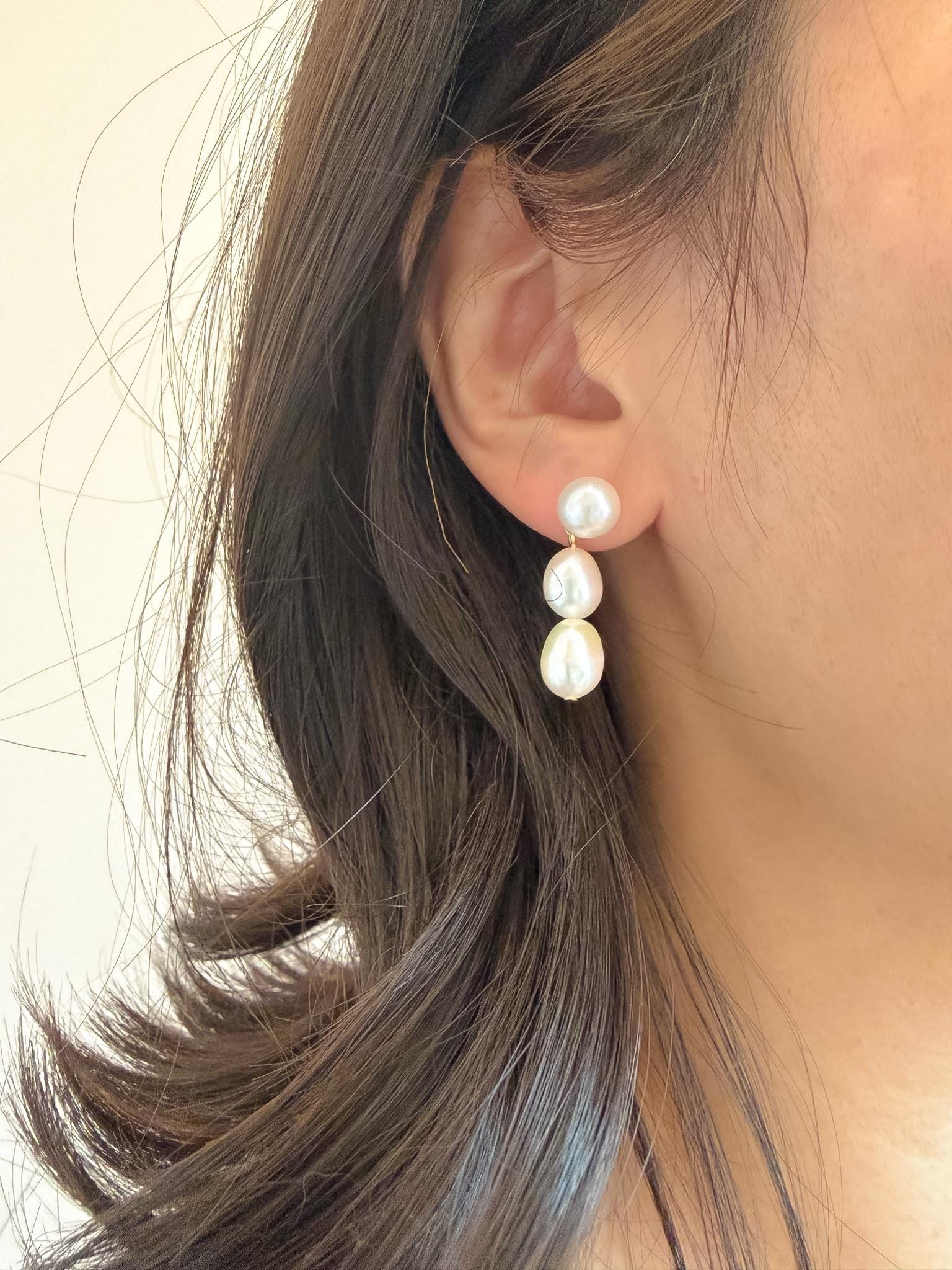 Triple Freshwater Pearl Drop Earrings – Quiet Luxury