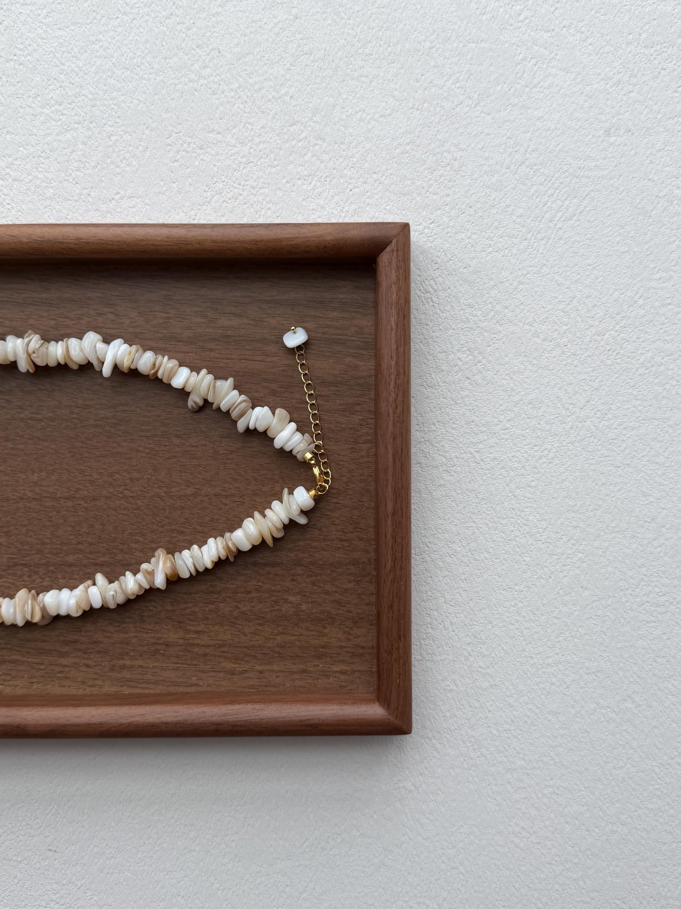 Coastal Baroque Pearl Necklace, Natural Shell Beads, Summer Pendant Jewelry