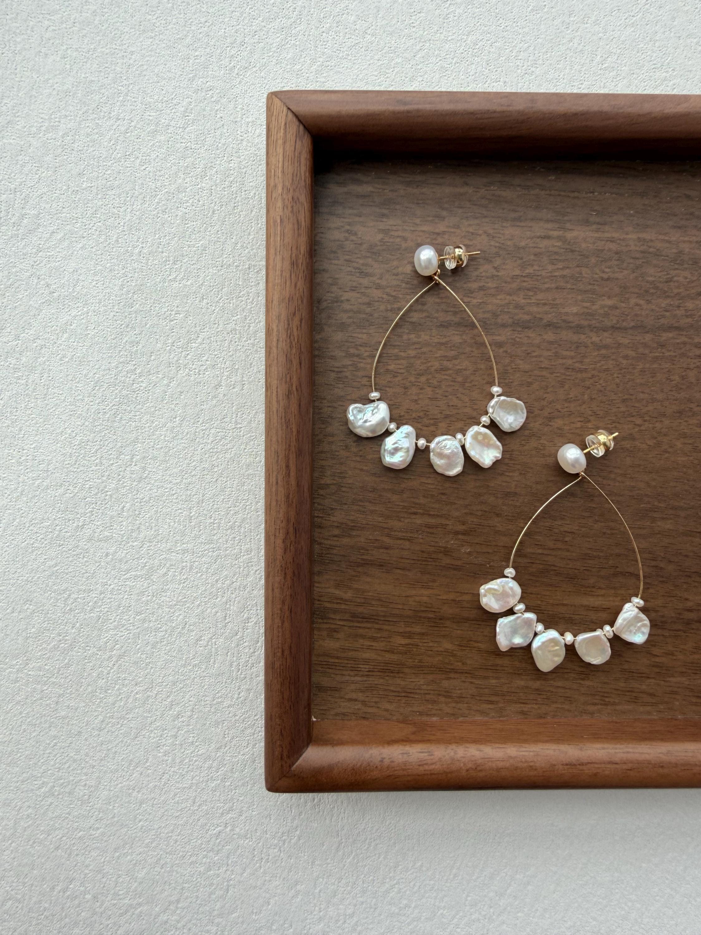 Statement Baroque Keshi Pearl Hoop Beach Earrings – Freshwater Pearls, Gold-Toned Design