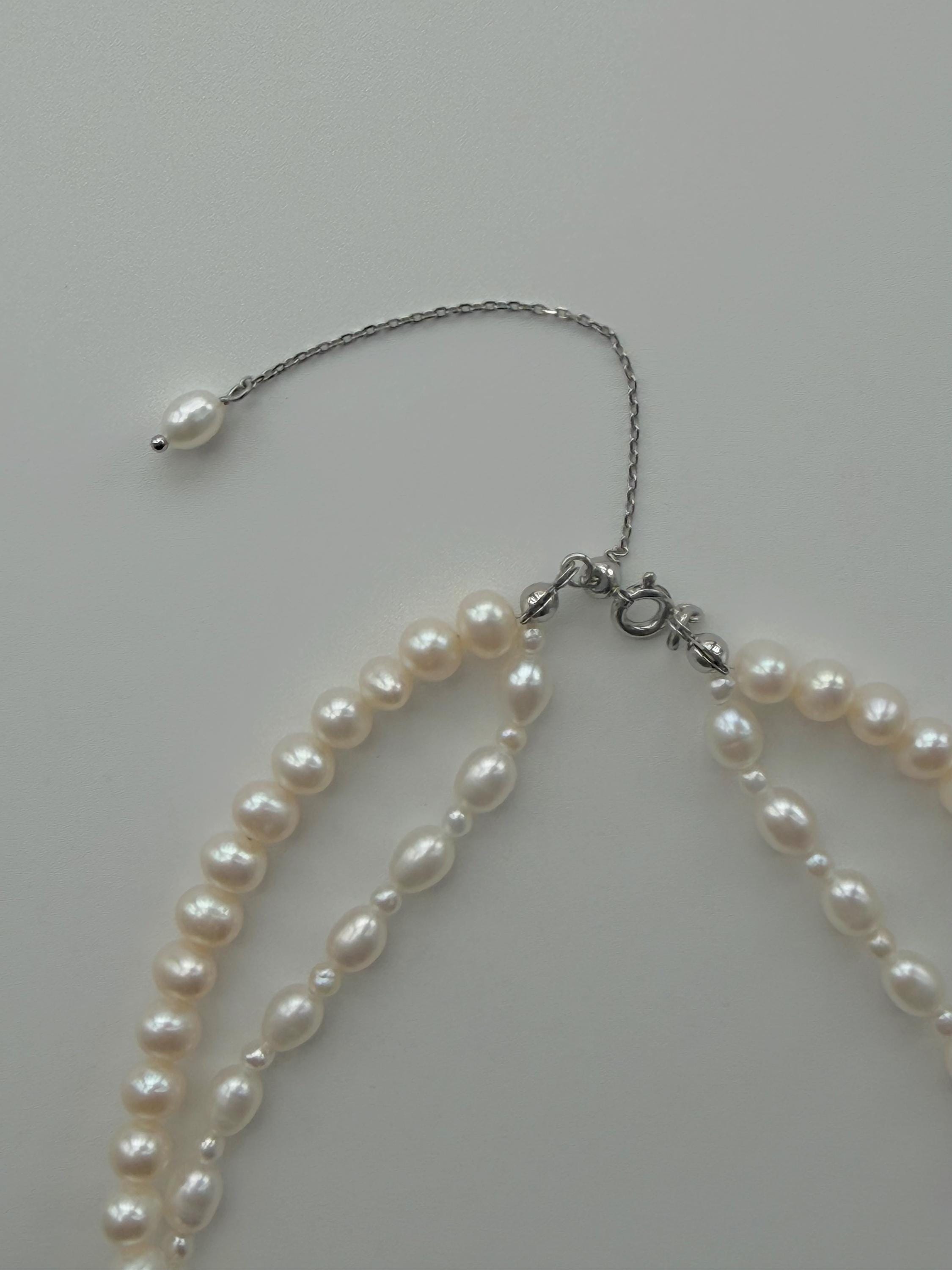 Layered Freshwater Pearl Necklace: Double Strand Minimalist Elegant Jewelry