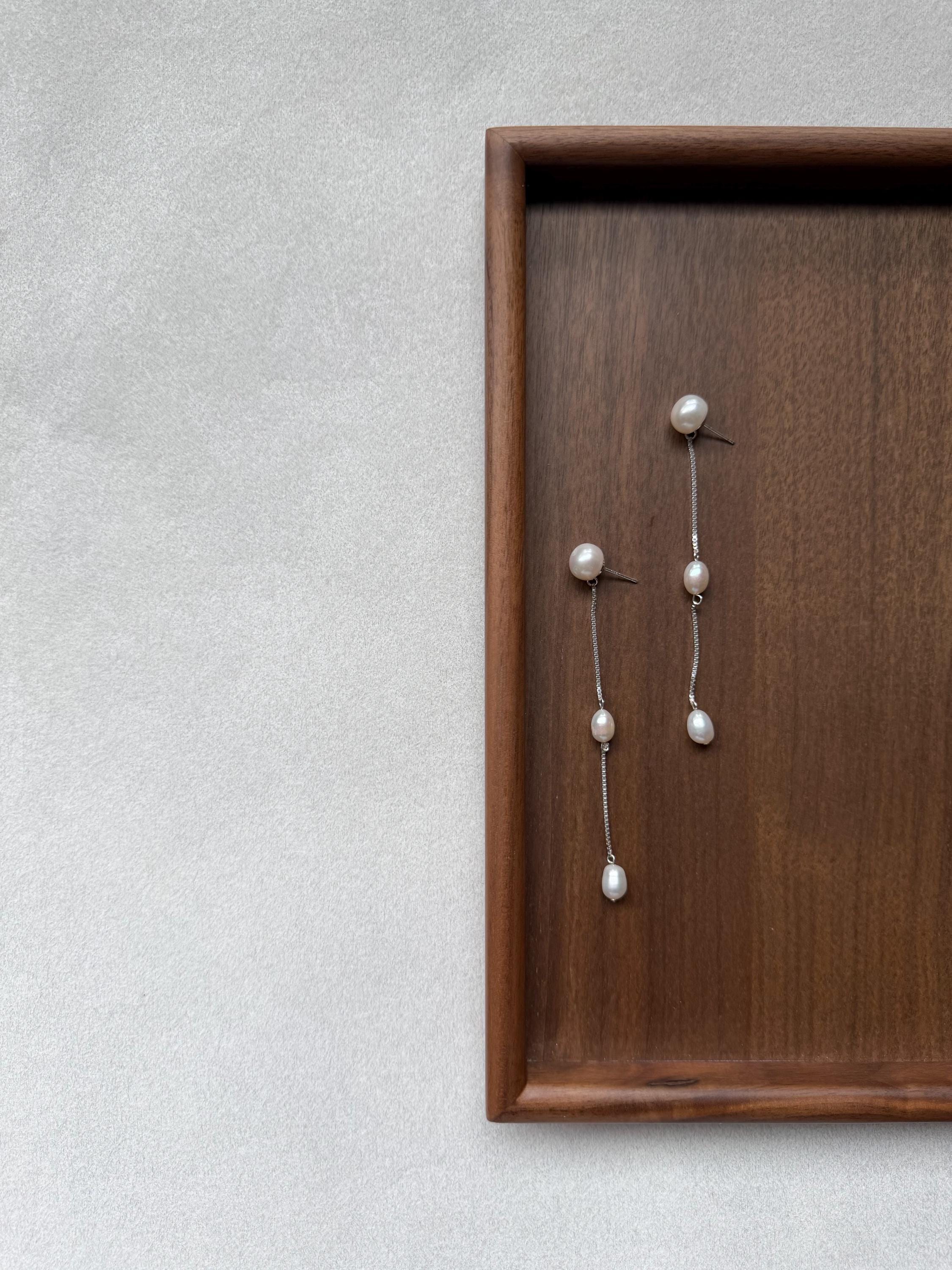 French Minimalist Pearl Drop Earrings Long Chain